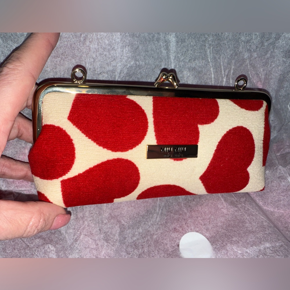 Miu Miu Red and Cream Heart Clutch